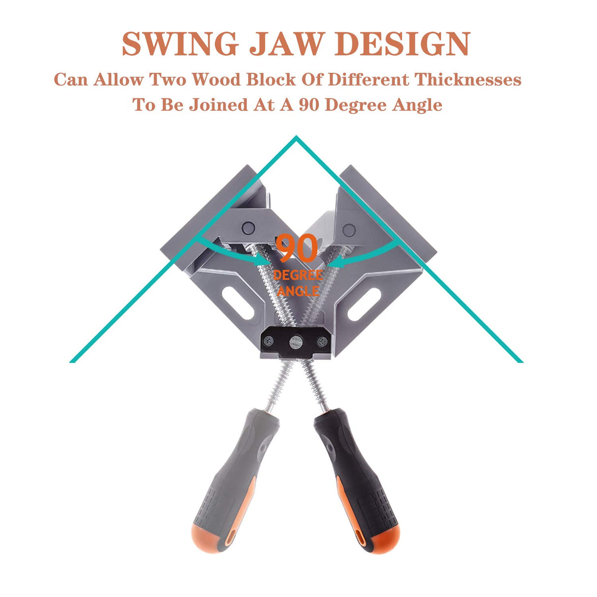 WYQYQ 4pcs Corner Clamp - Right Angle Clamp 90 Degree Wood Clamps For Woodworking, With Adjustable Swing Jaw Aluminum Alloy Frame Clamps, For WYQYQ