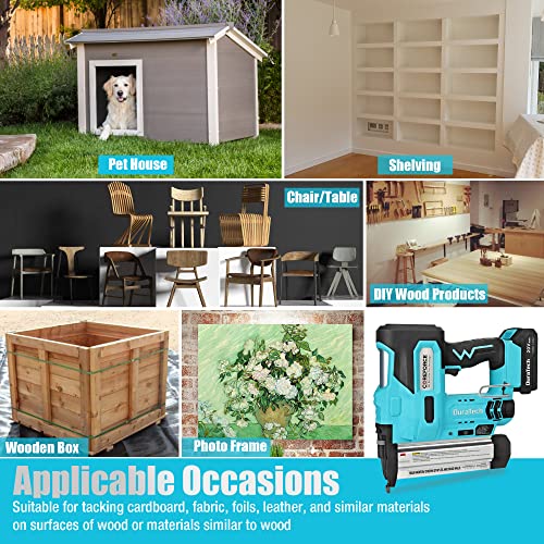 DURATECH 20V Cordless Brad Nailer, 18 Gauge, 2-in-1 Nail/Staple Gun for Upholstery, Carpentry, Including 2.0Ah Rechargeable Battery, 1H Quick DURATECH