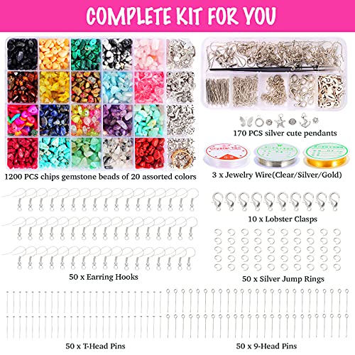 Xmada Jewelry Making Kit - 1587 PCS Beads for Jewelry Making, Jewelry Making Supplies with Crystal Beads, Jewelry Plier, Beading Wire, Earring Hooks, Xmada