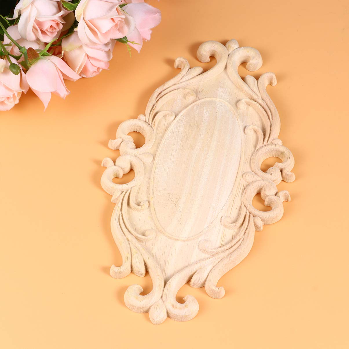 1pc Wood Appliques Onlays Furniture Onlays Carved Corner Onlay Furniture Decals Cabinet Corner Decal Western Style Furniture Solid Wood Cabinet LIOOBO