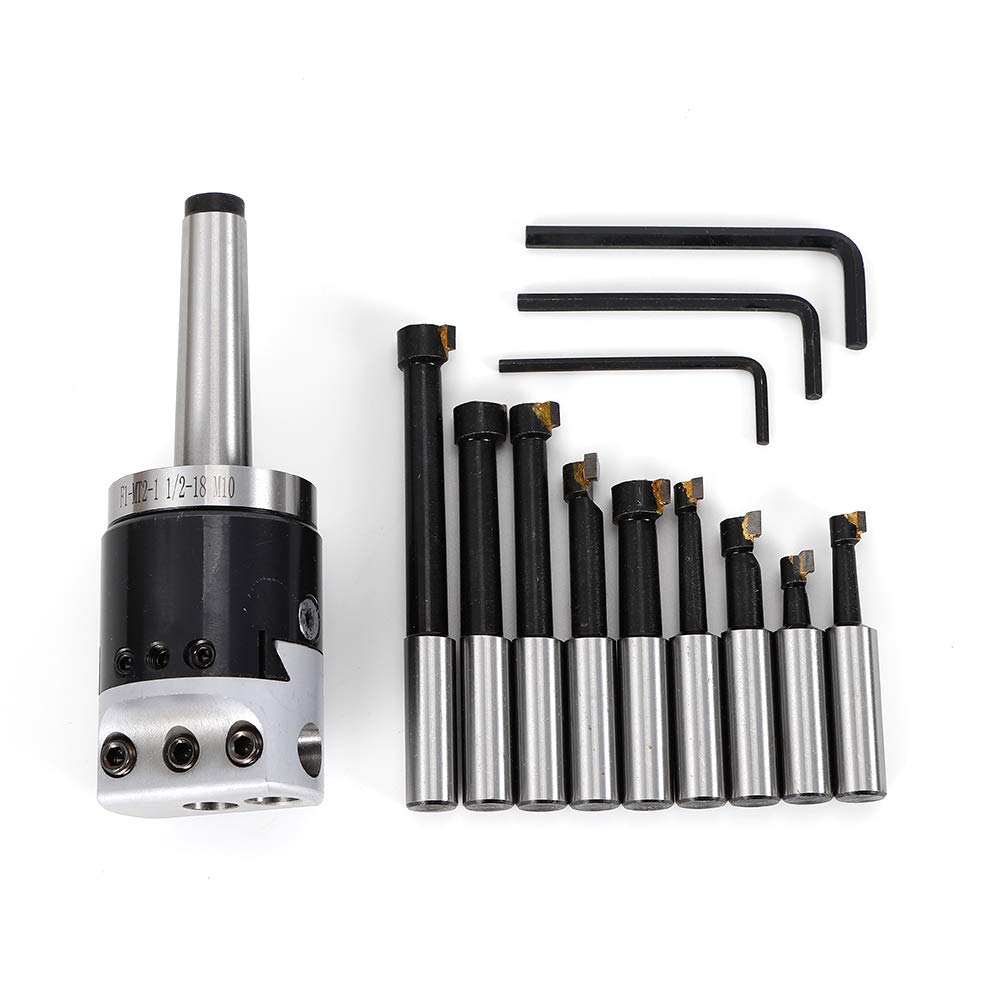 12pcs Precision Boring Head Shank Boring Bar Set F1-12 50mm Boring Head with 9pcs 12mm Boring Bars for CNC Millling Machine Lathe Tool Set HYYKJ-US