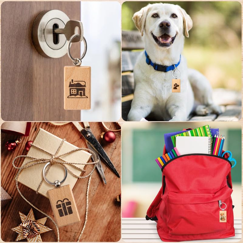 Yangbaga 50Pcs Natural Wood Slices-Wooden Keychain Blanks Unfinished Wood Slice for Laser Engraving,Christmas Crafts Wooden Circles for DIY Christmas Yangbaga