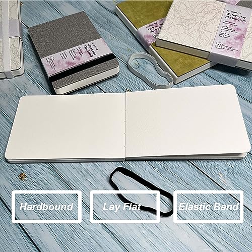tumuarta Watercolor Sketchbook, 4x6”, 140 LB, 300 GSM, 100% Cotton Paper, Cold Press, 24 Sheets, 48 Pages, Watercolor Journal for Use As Travel tumuarta