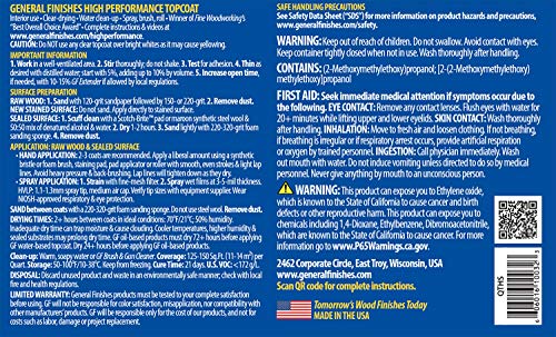 General Finishes High Performance Water Based Topcoat, 1 Quart, Satin General Finishes