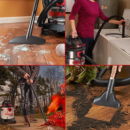 Shop-Vac 5 Gallon 4.5 Peak HP Wet/Dry Vacuum, Stainless Steel Tank, Portable Shop Vacuum with Attachments for Jobsite, Garage & Workshop. 5989300 Shop-Vac