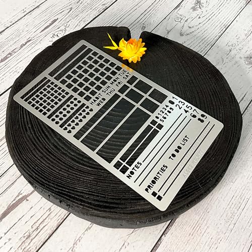 Aleks Melnyk No.423 Metal Stencil for Bullet Journaling, Bookmark, Planning, Drawing, Banners, Lines, Lists, Planner Stamps, Habit Tracker, Dot Aleks Melnyk
