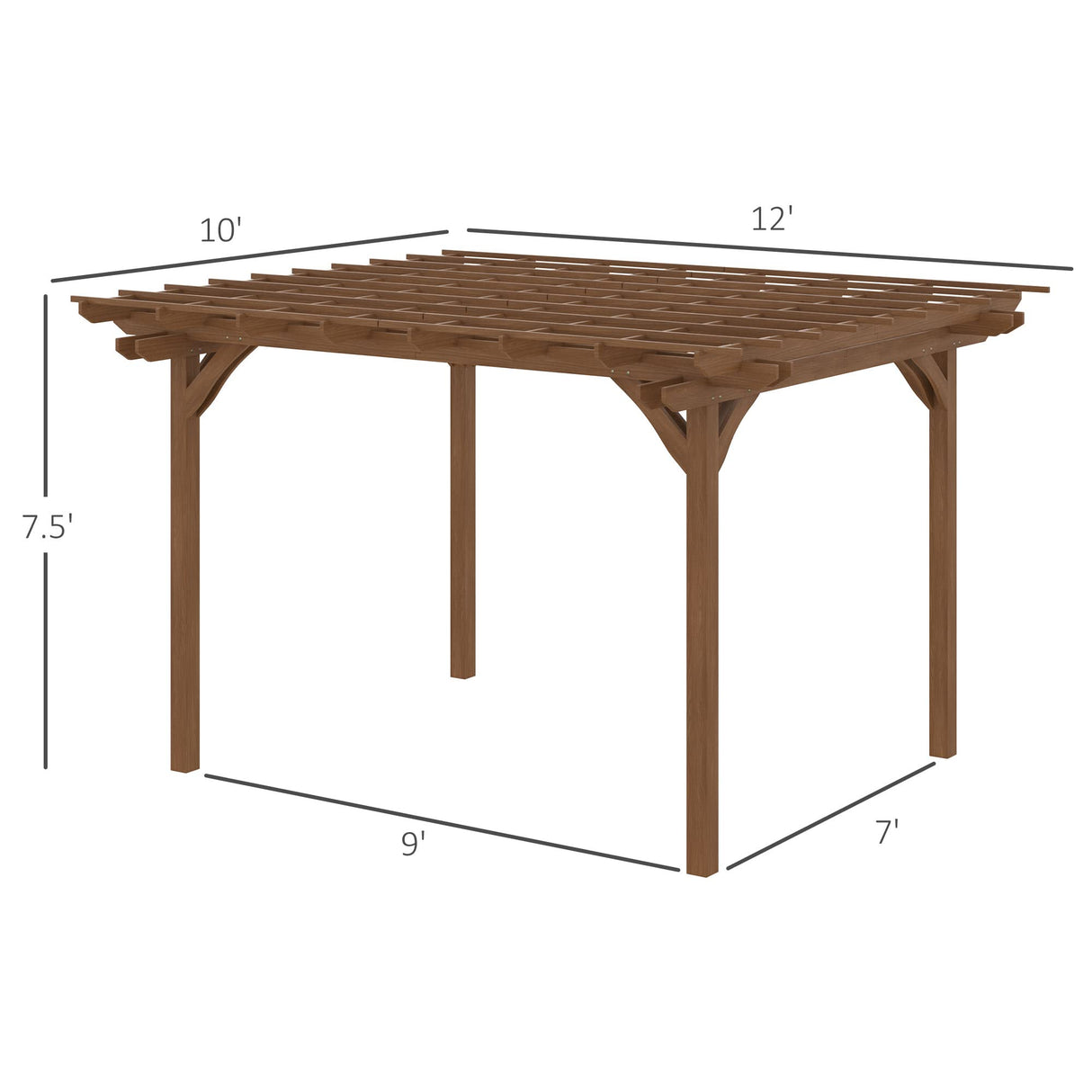Outsunny 12' x 10' Outdoor Pergola, Wood Grape Gazebo for Climbing Plant Support, Garden, Patio, Backyard, Deck, Brown Outsunny