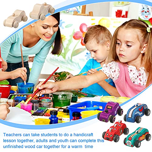 Zhanmai 6 Pieces Unfinished Wooden Cars DIY Wooden Race Car Wood Car Toys Paintable Wood Toys Crafts for Students Home Activities Craft Projects Easy Zhanmai