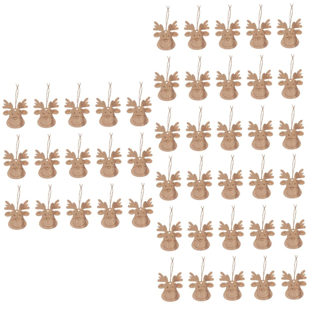 EXCEART 60 Pcs Christmas Deer Pendant Deer Head Wood Cutouts Wooden Deer Head Christmas Ornaments Reindeer Wooden Decor Christmas Tree Decorations EXCEART