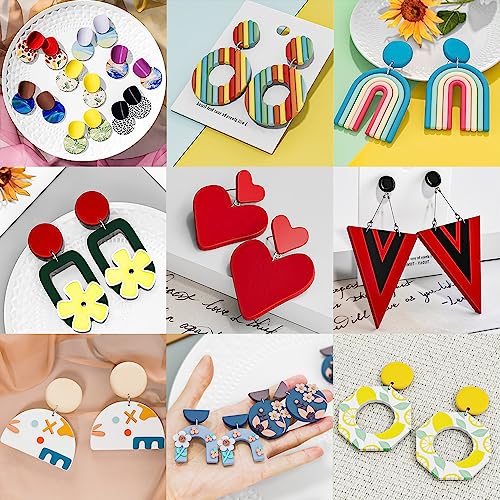 Snoghmil Polymer Clay Earrings Making Kit with 32pcs Polymer Clay Cutters, 24pcs Oven Bake Clay, 30 Set Earring Rings&Hooks, Modeling Clay Jewelry Snoghmil