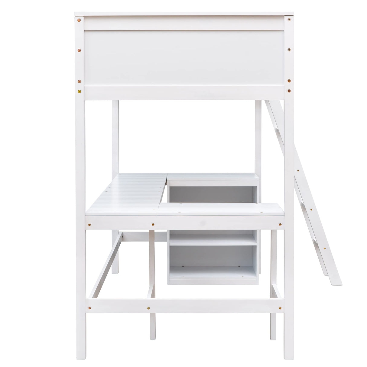 Harper & Bright Designs Twin Loft Bed with Desk and Storage Shelves in White Harper & Bright Designs