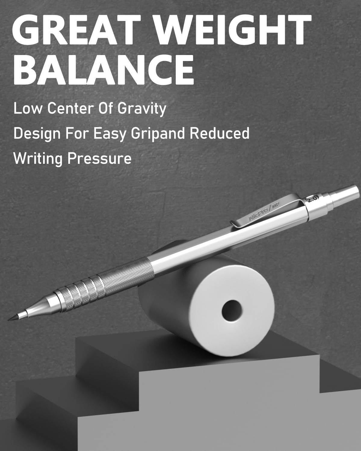 Nicpro Metal 2.0 Mechanical Pencil Set with Case, 3 PCS Drafting Lead Holder with 10 Tubes 2mm Graphite Lead Refill(HB 2H 4H 2B 4B) &Colors, Nicpro