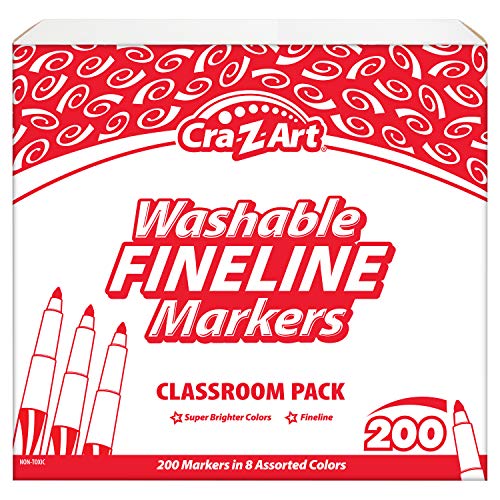 Cra-Z-art Washable Markers Classroom Pack, Fine Point, 8 Color, Pack of 200 Cra-Z-Art
