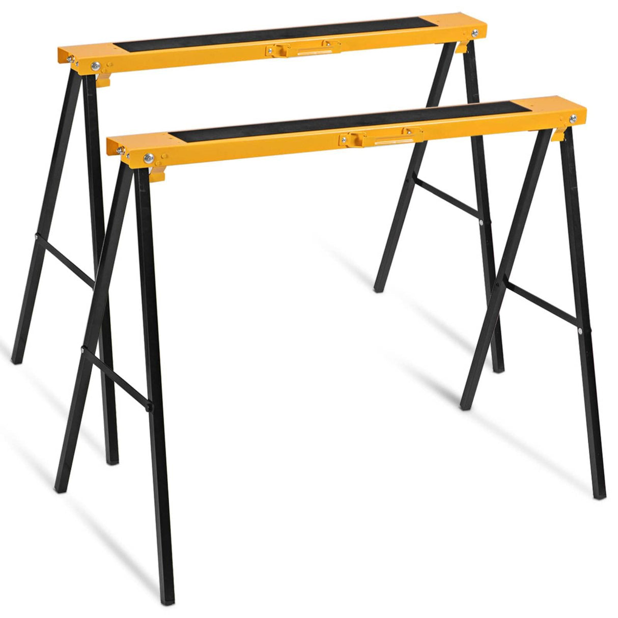 IRONMAX Saw Horses 2 Pack Folding, Heavy Duty Sawhorse w/ Non-slip Work Table Surface & 2x4 Fast Open Legs, Portable Sawhorses Bench Twin Pack for IRONMAX