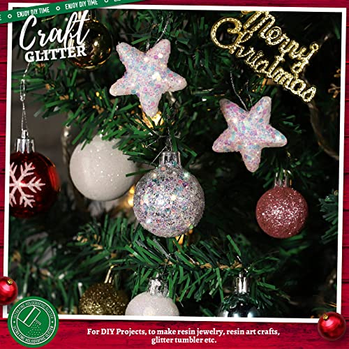 LEOBRO Holographic White Chunky Glitter, 150G/5.29OZ White Glitter, Glitter, Craft Glitter for Resin, Iridescent Chunky Glitter for Crafts Tumblers LEOBRO