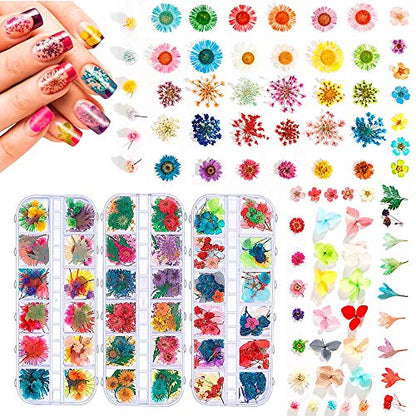 324PCS Dried Flowers Nail Art - Nail Art Accessories Kits, 81 Color Lovely Natural Nail Art, Dried Flowers for Resin Molds, Dry Flowers for Nails,