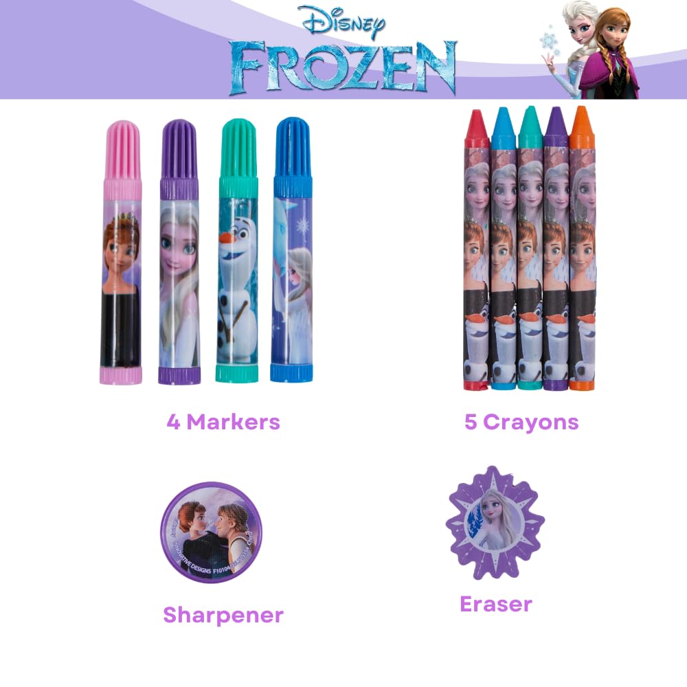 Disney Frozen Kids Coloring Art and Sticker Set, 30 Pcs. School & Craft Supplies with Pencil Case Innovative Designs
