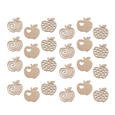 Amosfun 100pcs Wooden Apple Cutout Unfinished Mini Wood Apple Pieces Slice Centerpiece Embellishment for Xmas Wedding Birthday Table Decor DIY Craft