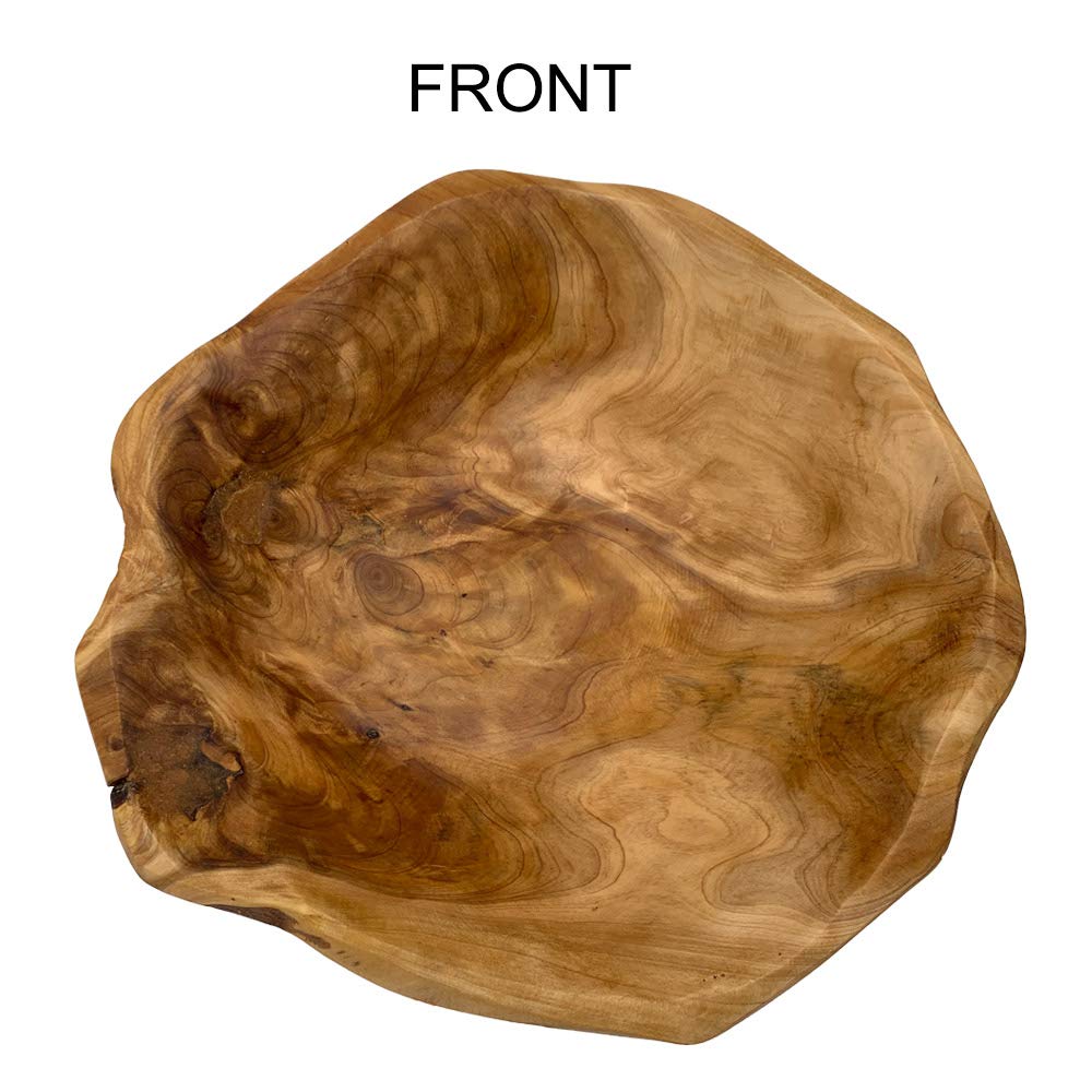 OUEEGER Wood Salad Bowl(10"-12"), Handmade Natural Root Wooden Bowl, Wood Crafts Bowl Serving for Fruit, Snack, Food OUEEGER