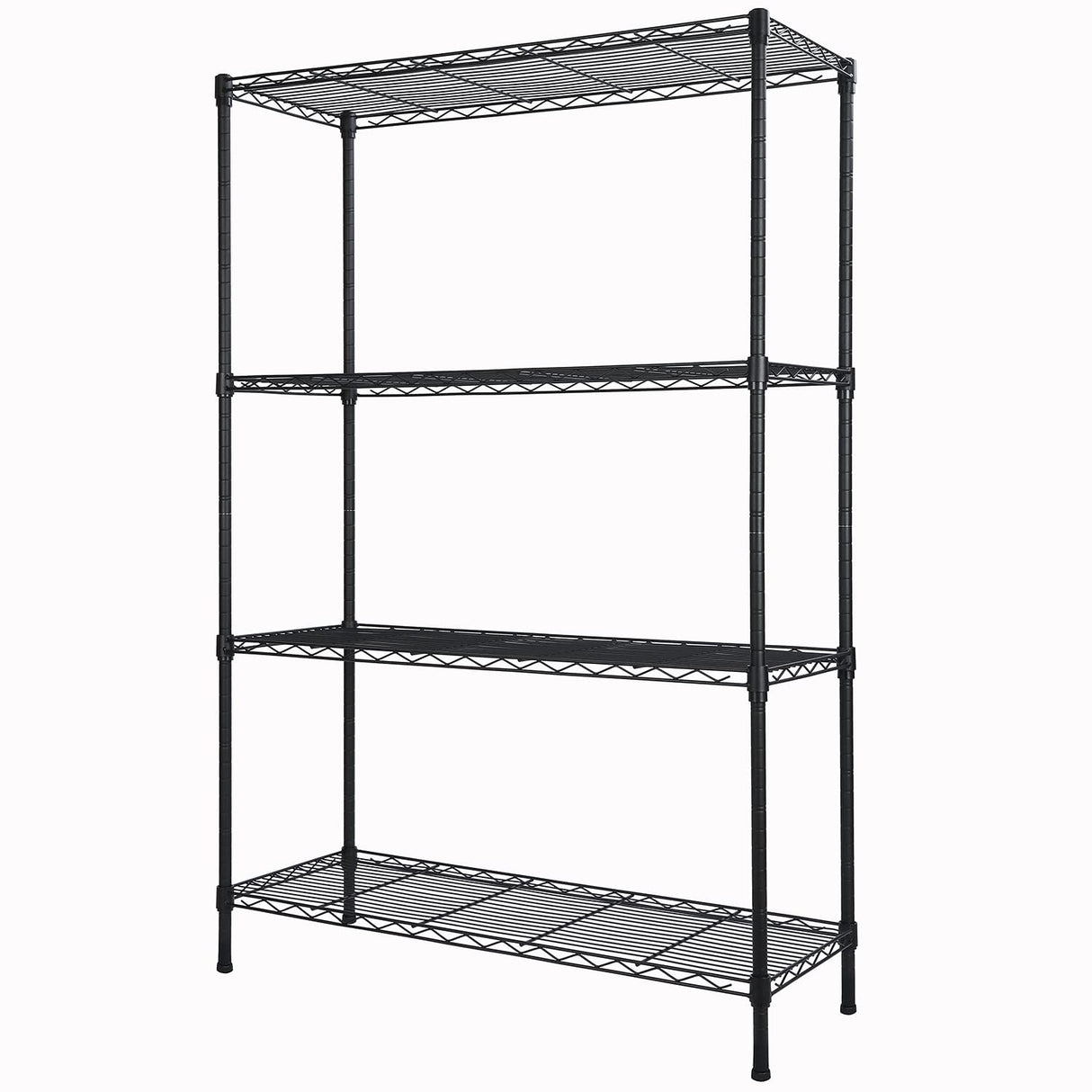 4-Shelf Adjustable Heavy Duty Storage Shelving Unit, Metal Organizer Wire Rack for Laundry Bathroom Kitchen Pantry Closet, Black Soywey