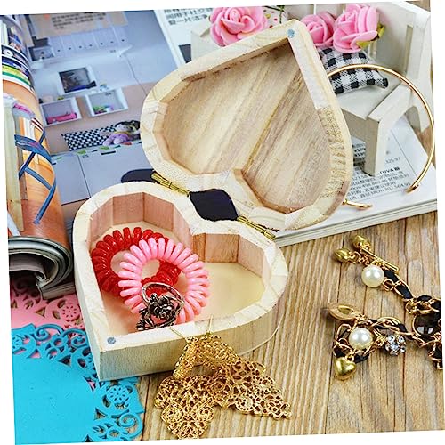 ABOOFAN 6 Pcs Wooden Box Jewelry Storage Boxes Gift Container Valentines Day Heart Wood Block Heart Shape Wood Boxes Kids Jewelry Organizer Kids Gift ABOOFAN