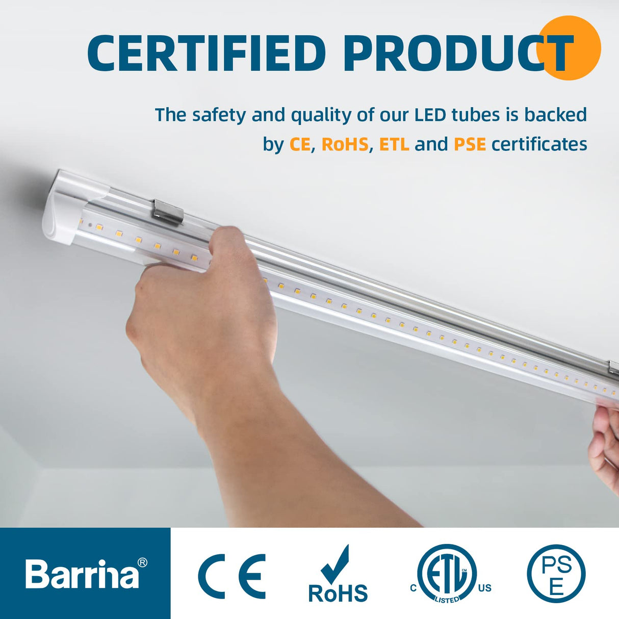 Barrina LED Shop Light 2ft, 20W 2500LM 5000K, T8 LED Light Fixture, Clear Cover, Ceiling and Utility Shop Light, Linkable Tube Lights, Shop Lights Barrina