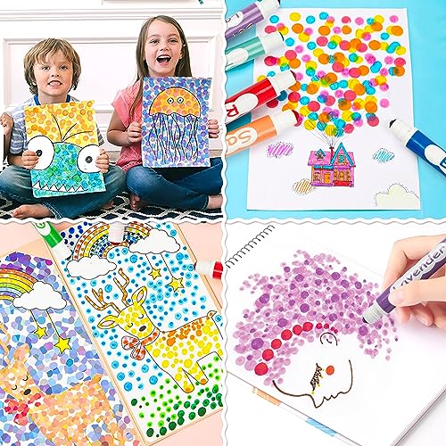 Shuttle Art Dot Markers, 36 Colors Washable with 135 Activity Sheets, 5 Activity Books, Fun Art Supplies for Kids Toddlers and Preschoolers, Non Shuttle Art