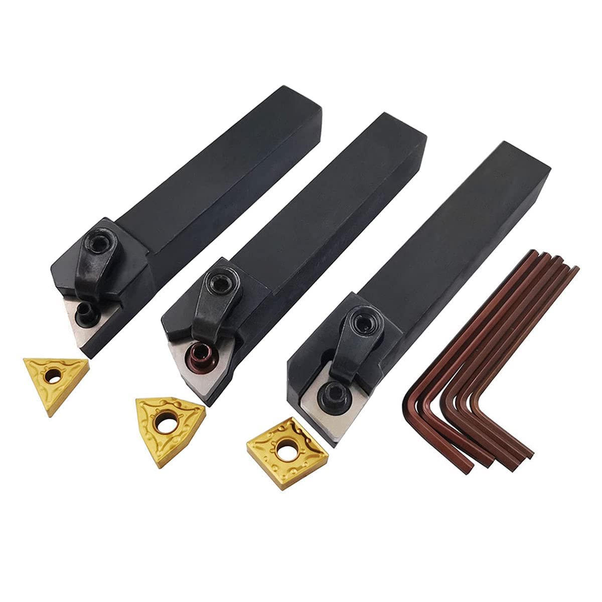 3PCS 5/8" CNC Lathe Excircle Indexable Carbide Turning Tool Holder Bit Set MTJNR1616H16 + MWLNR1616H08 + MCLNR1616H12 with 3pcs wnmg431, cnmg431, CK-CNC