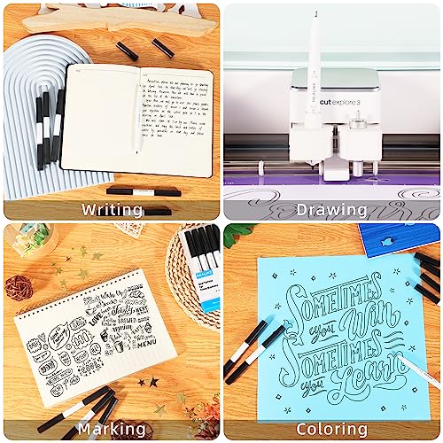 REALIKE Dual Tip Pens for Cricut Maker 3/Maker/Explore 3/Air 2/Air, Black Pens Set of 7 Pack Dual Tip Marker Fine Point Pen Writing Drawing REALIKE
