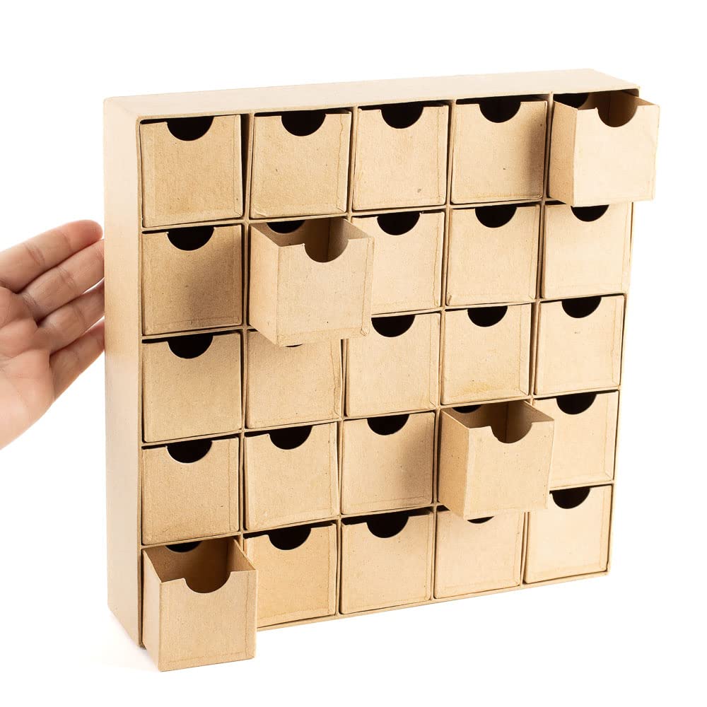 Unfinished Paper Mache Christmas Advent Countdown Box with 25 storage compartments by Factory Direct Craft The Ready to Finish Box Makes a Fun Factory Direct Craft