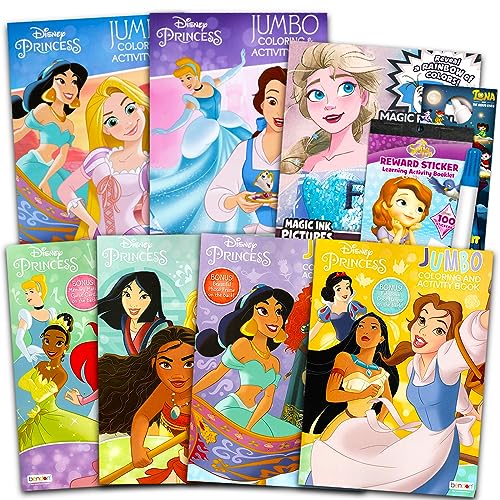 Disney Princess Coloring Book Set for Kids - Bundle with Activities, Stickers, and Games Featuring Disney Princesses Cinderella, Rapunzel, Ariel, Disney Princess