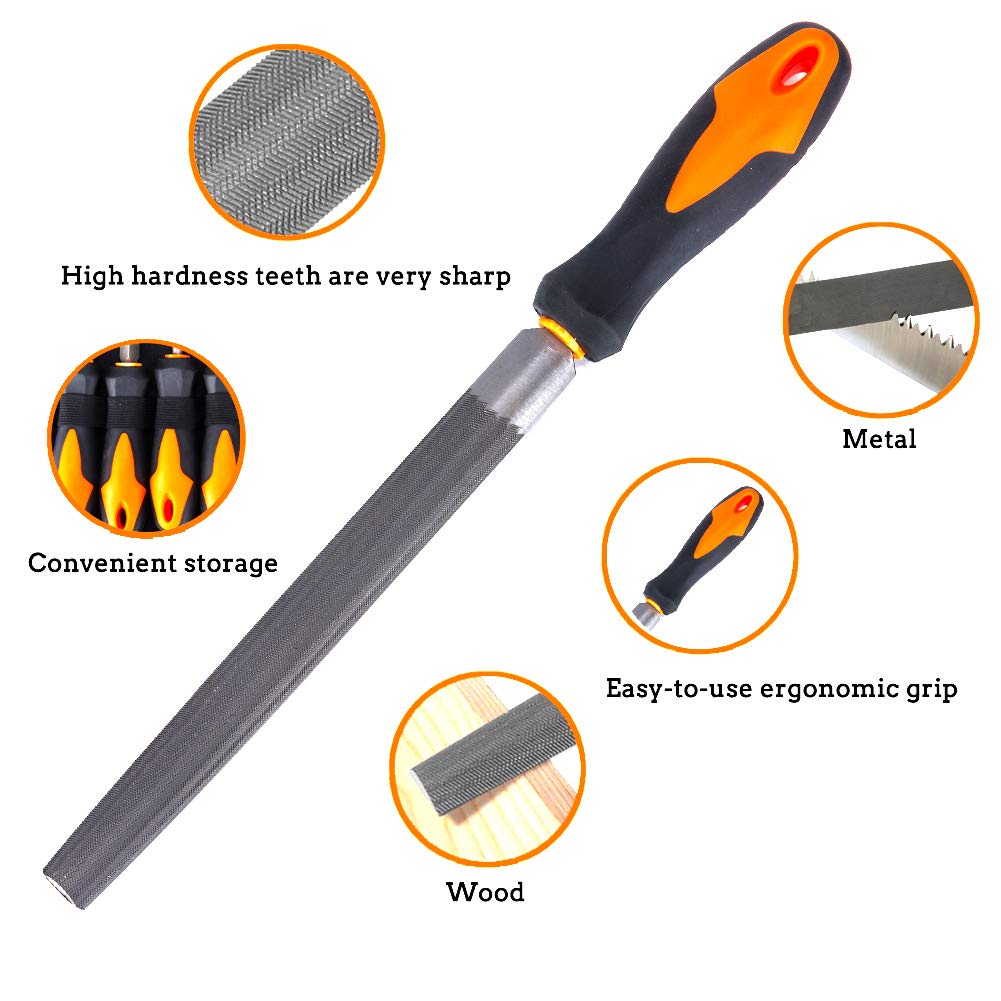 17Pcs File Tool Set with Carry Case,Premium Grade T12 Drop Forged Alloy Steel, Precision Flat/Triangle/Half-round/Round Large File and 12pcs Needle VUDAMAI