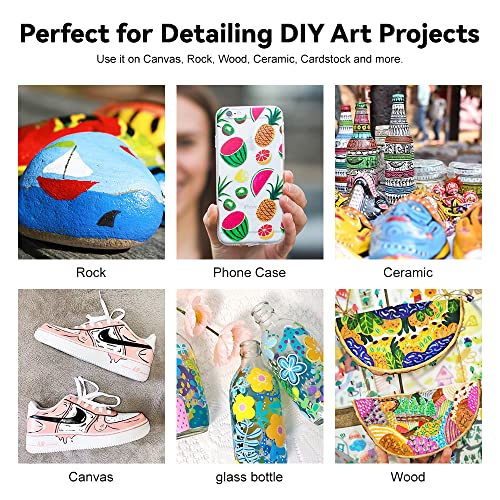 Arrtx Acrylic Paint Pens 62PCS, Brush Tip and Fine Tip (Dual Tip), Paint Markers for Rock Painting, Water Based Acrylic Painting Supplies for Fabric Arrtx