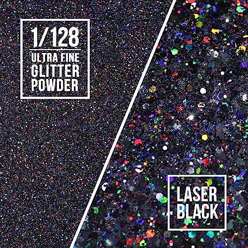 Holographic Ultra Fine Glitter and Chunky Glitter, Teenitor Craft Glitters with 110g Resin Glitter Powder Sequins and 100g Metallic Iridescent Chunky Teenitor