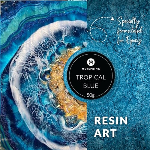 MEYSPRING Tropical Blue Epoxy Resin Color Pigment - 50 Grams - Great for Resin Art, Epoxy Resin, and UV Resin - Mica Powder for Epoxy Resin MEYSPRING