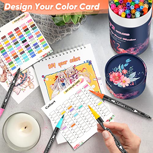 Caliart 34 Double Tip Brush Pens Art Markers, Artist Fine & Brush Pen Coloring Markers for Kids Adult Book Halloween Journaling Note Taking Lettering Caliart