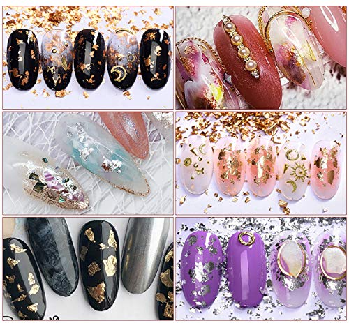 Gold Leaf, Gold Flakes, Gold Foil Flakes for Resin, Imitation Gold Foil Flakes Metallic Leaf Gold Foil for Nails Painting Crafts Slime and Resin UpTuoLi