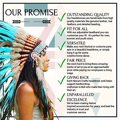 Novum Crafts Feather Headdress | Native American Indian Inspired | Blue Tips Novum Crafts