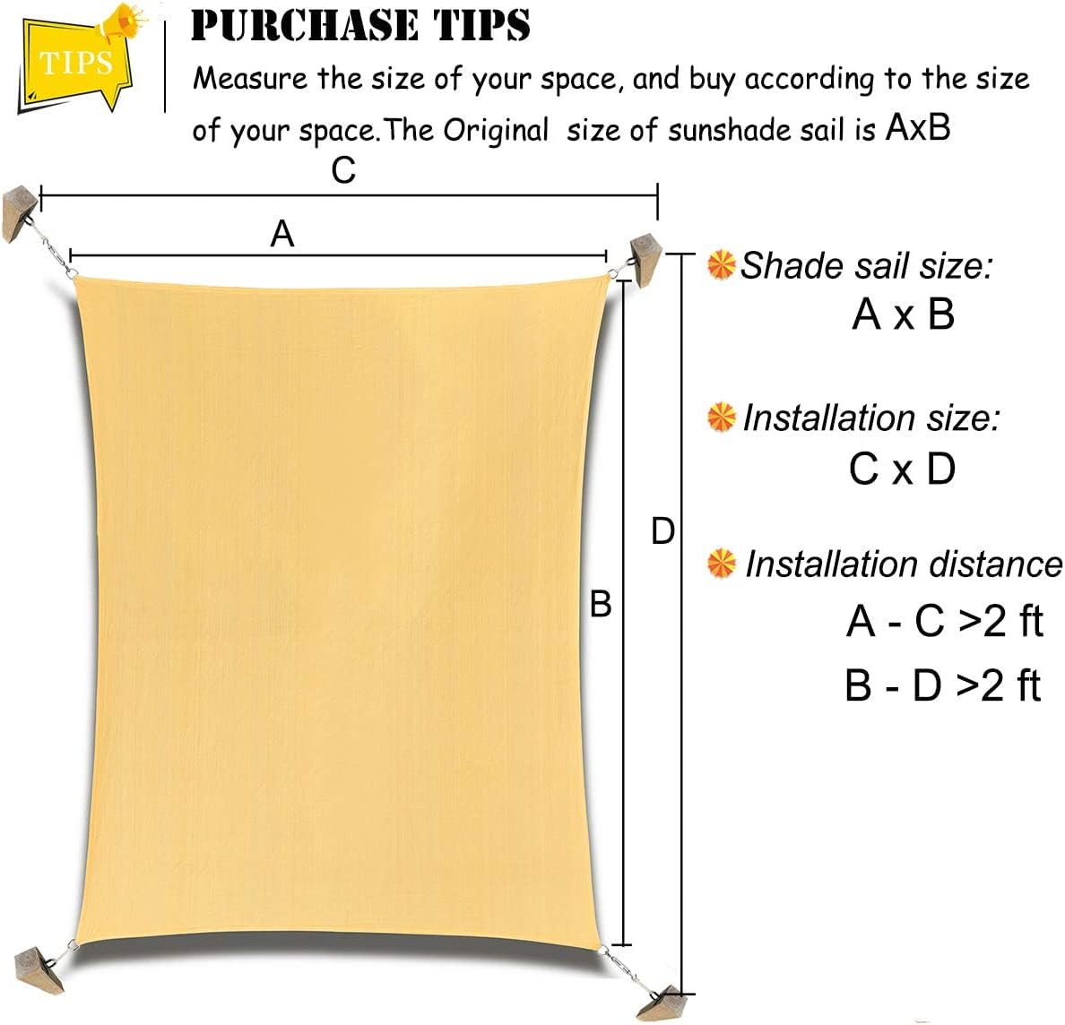 Rectangle Sun Shade Sail Canopy, 12' x 20' Patio Shade Cloth Outdoor Cover - Sunshade Fabric Awning Shelter for Pergola Backyard Garden Carport COCONUT