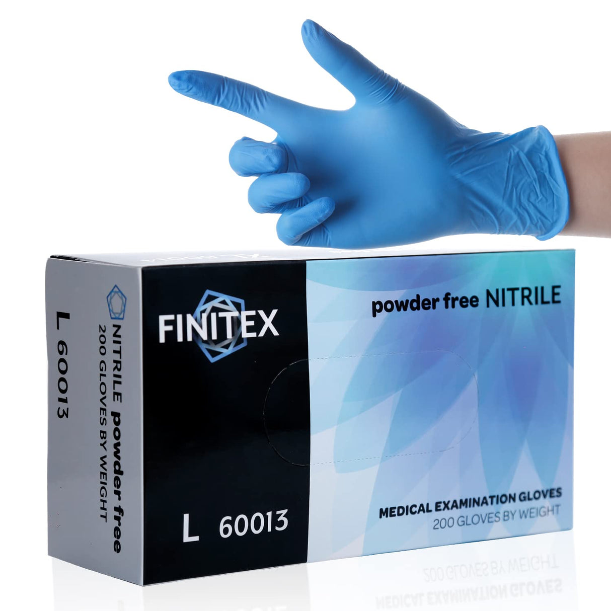 FINITEX Blue Disposable Nitrile Exam Gloves - 200 PCS/BOX 3.5mil Rubber Powder-Free Latex-Free Medical Examination Home Cleaning Food Gloves, X-LARGE FINITEX