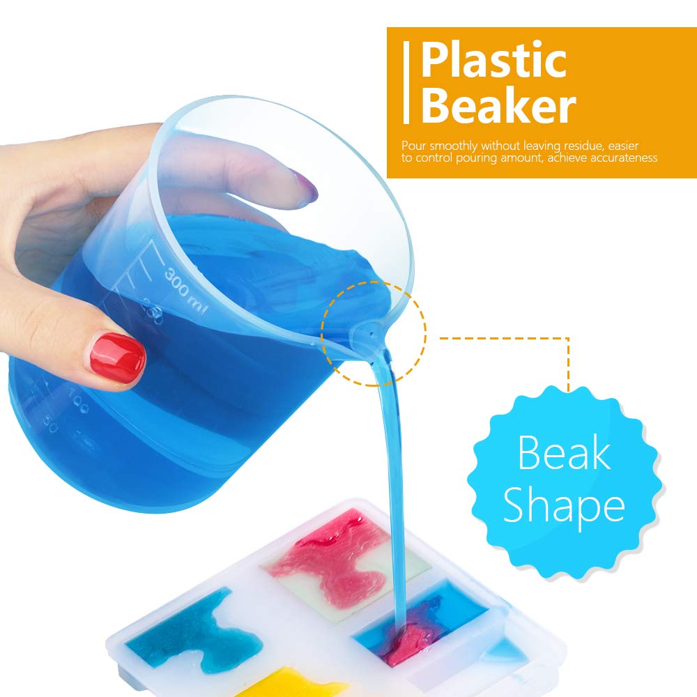 LEOBRO 8 Pack 300ml Liquid Measuring Mixing Cups for Epoxy Resin, Graduated Plastic Measuring Cups for Resin, Multipurpose Mixing Cups for Resin LEOBRO