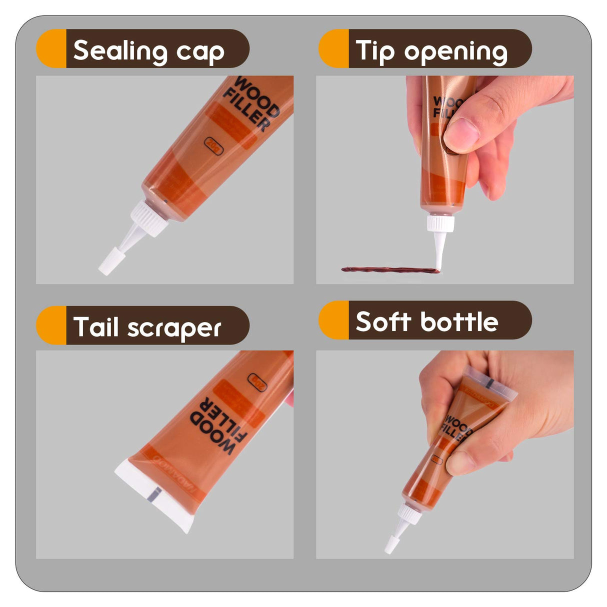 NADAMOO Wood Furniture Repair Kit Wood Filler Scratch Repair Furniture Touch Up Kit Cover Surface Scratch for Wooden Floor Table Door Cabinet Veneer, NADAMOO