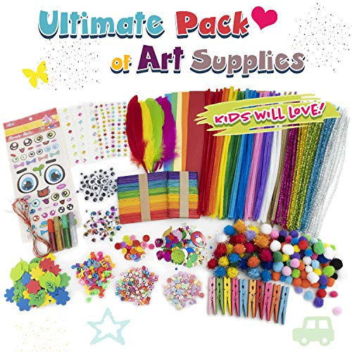 Olly Kids Arts and Crafts Supplies Set- 1000+ Pieces Giftable Craft Box for Kids: DIY Craft Supplies for Toddlers, School Project, and Homeschool Olly Kids