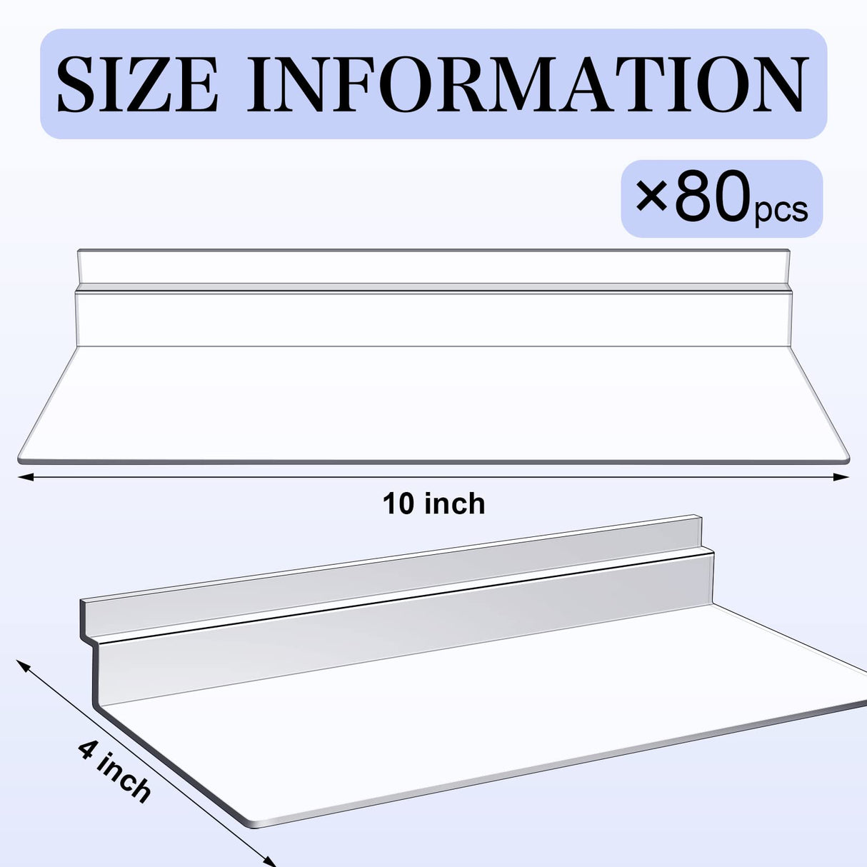 4 x 10 Inch Slatwall Shelves Hanging Slatwall Accessories Clear Slatwall Shelf Plastic Shelves for Wall, Home Shoe Stores Boutiques Supplies (Clear, Kathfly