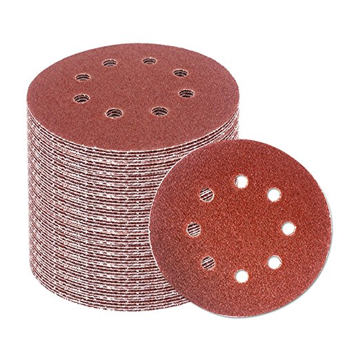 Coceca 80pcs Orbit Sander Sandpaper 5 Inch 8 Hole Orbital Sanding Discs Assorted 40 60 80 100 150 180 240 320 Grits for Power Random Orbit Sanders Coceca