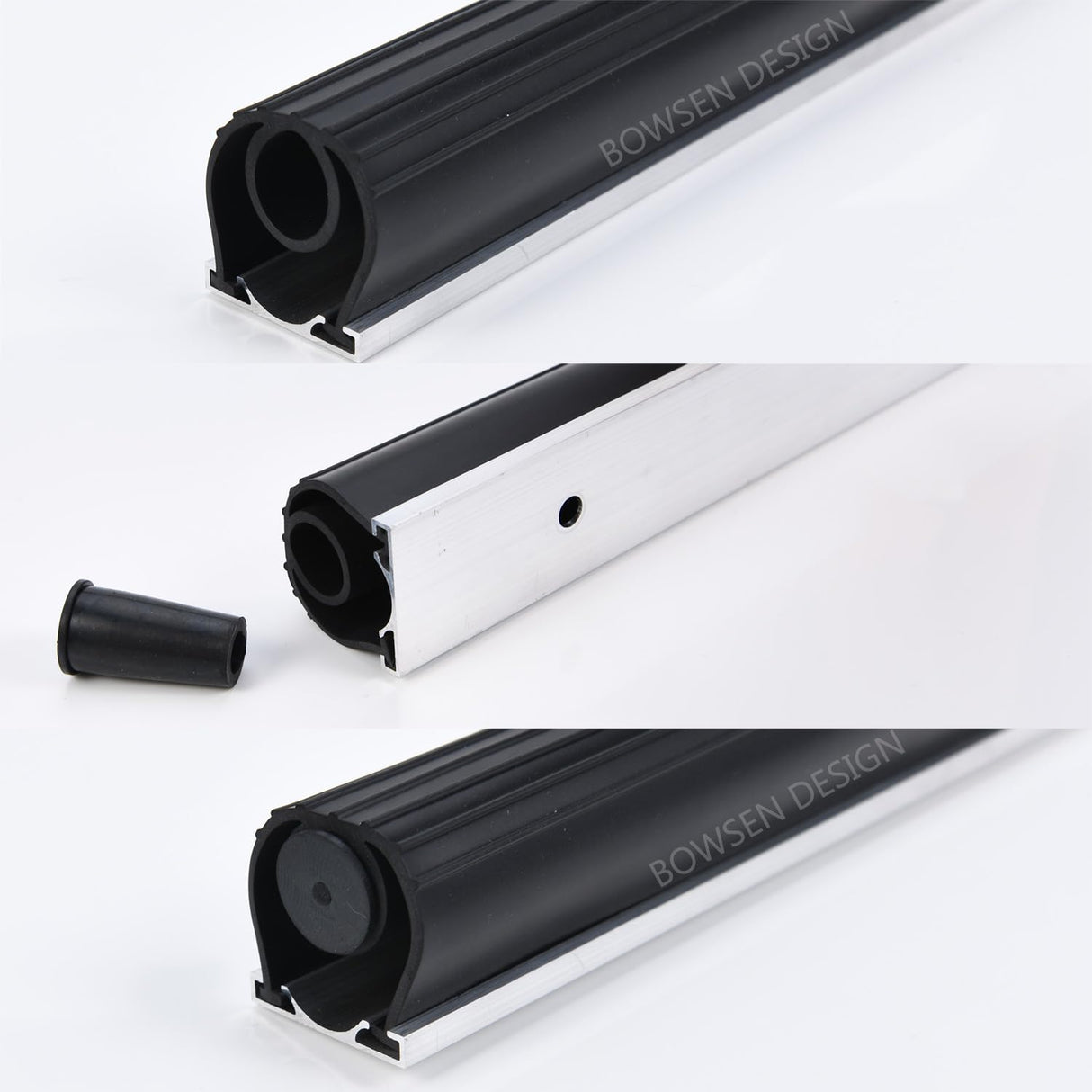 BOWSEN Heavy-Duty U+O Ring Universal Garage Door Bottom Seals Weatherstrip Rubber with Aluminum Track Retainer Kit, Black (16 FT, 1-1/4" Width) BOWSEN