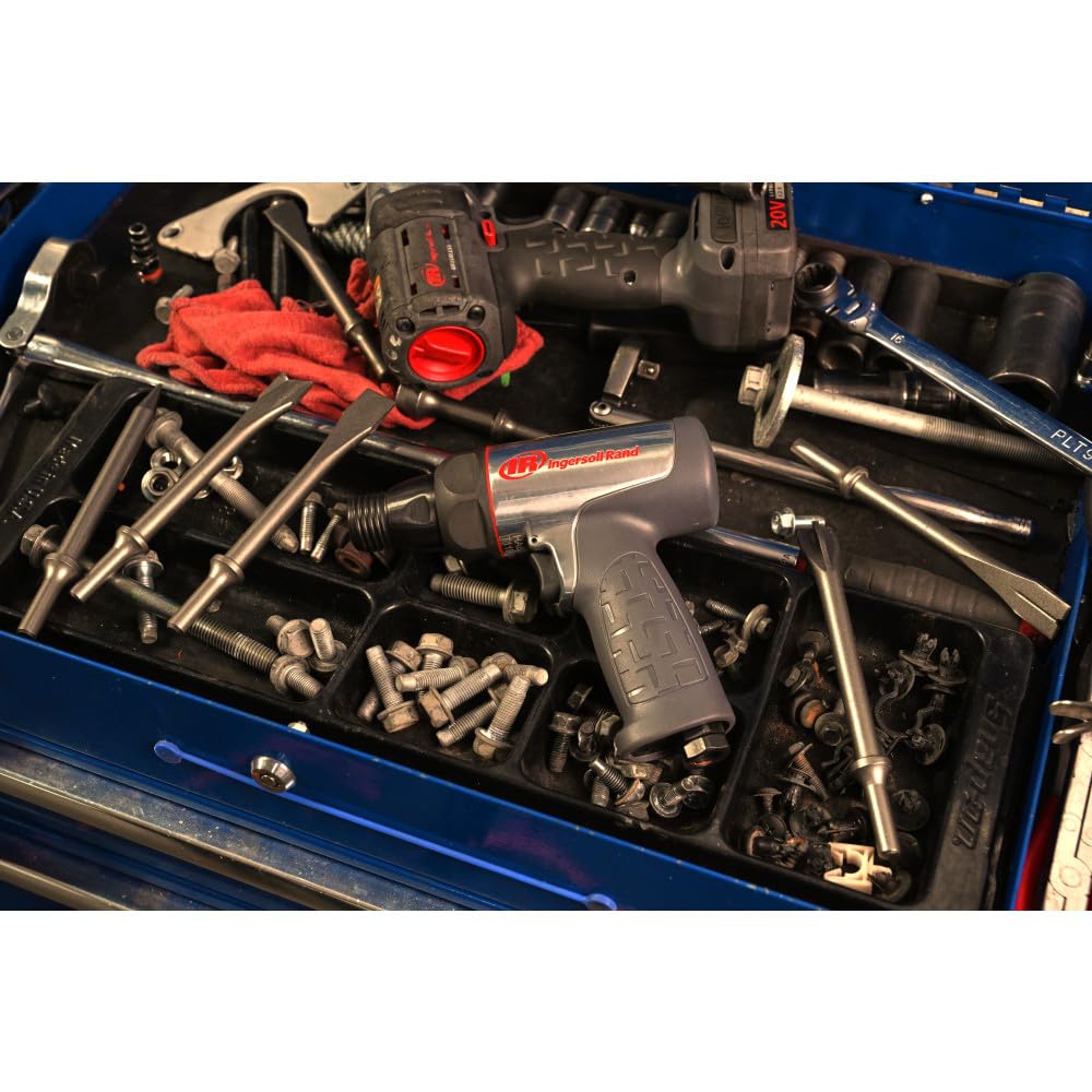 Ingersoll Rand 119MAXK Long Barrel Air Hammer Kit – 5 PC Chisel Set, Lightweight, Quiet, Compact, Powerful, Gray Ingersoll Rand