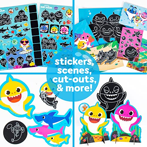 Baby Shark Ultimate Scratch ‘N Color Set by Horizon Group USA, 56 Scratch Art Activities, Including Stickers, 3D Shapes & More, Scratch Art for Kids Baby Shark
