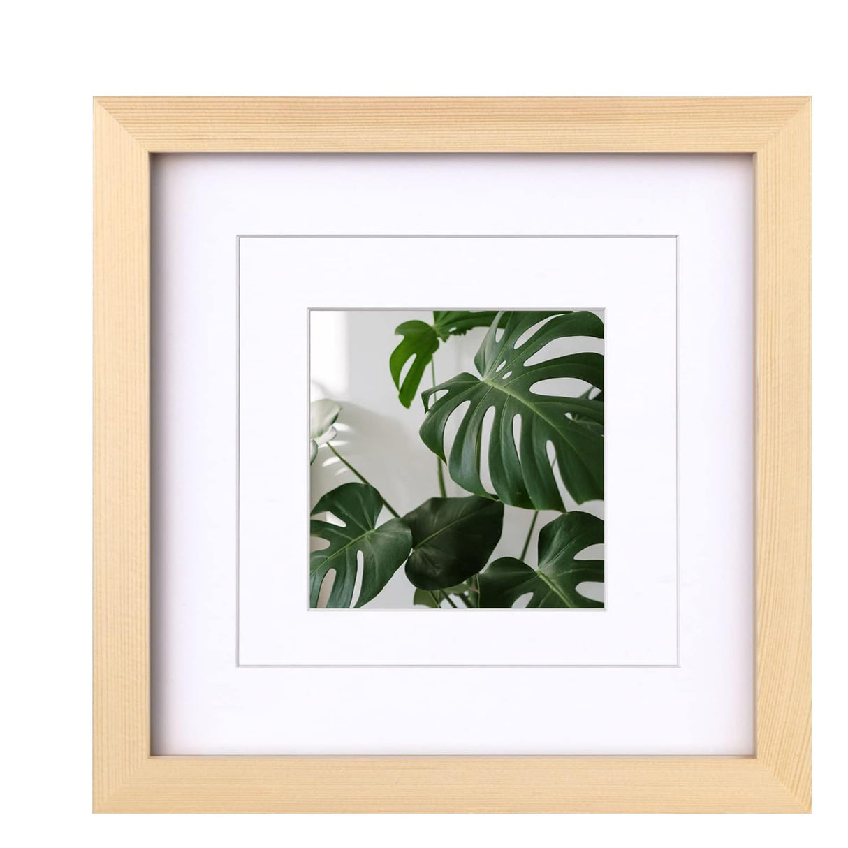 Egofine 8x8 Picture Frame Natural Wood Made of Solid Wood with Plexiglass, Display Pictures 4x4/6x6 with Mat or 8x8 Without Mat for Tabletop and Wall Egofine