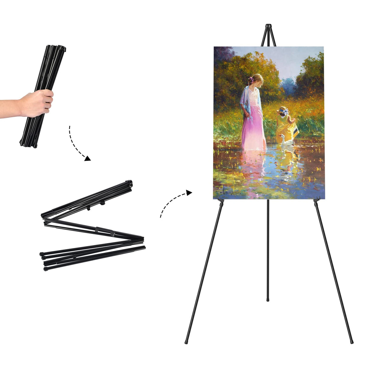 Easel Stand for Display, Aredy 63" Portable Painting Easel, Lightweight Metal Easels for Painting Canvas, Wedding Sign (2 Pack) Aredy